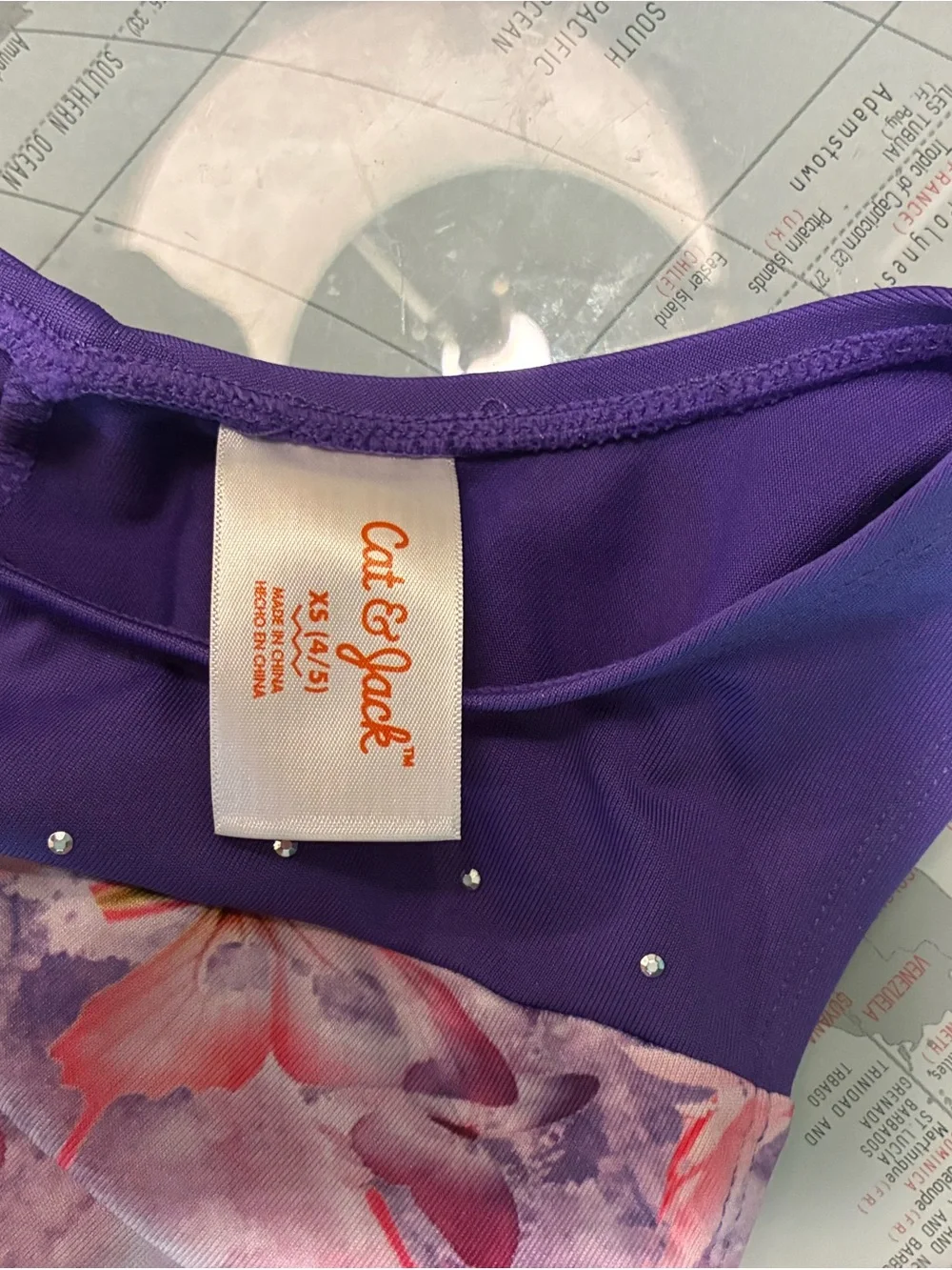 Cat & Jack Girl’s Purple Butterfly Dance Leo One Piece Wicking NWT XS 4/5